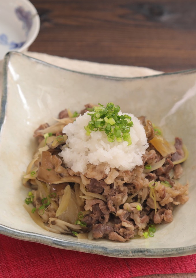 舞茸と牛肉のレンジ蒸しさっぱりおろし和え-レシピのメイン写真