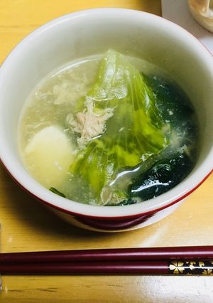【包丁要らず】レタスと豆腐の卵スープ-レシピのメイン写真