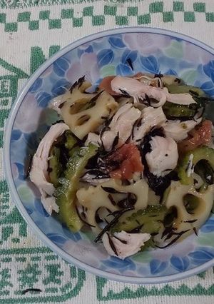 サラダチキンとゴーヤ、ひじきの甘酢梅あえ-レシピのメイン写真
