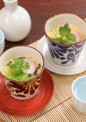 三つ葉香る♪レンジで簡単お手軽茶碗蒸し-レシピのメイン写真
