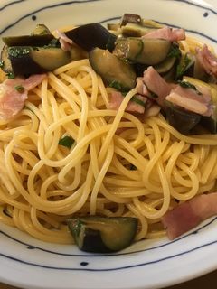 茄子とベーコンの和風スパゲッティ−-レシピのメイン写真