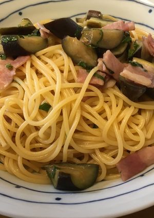 茄子とベーコンの和風スパゲッティ−-レシピのメイン写真