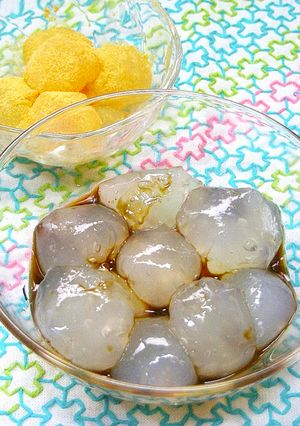 ✨きな粉と黒蜜をかけた丸い水菓子✨-レシピのメイン写真