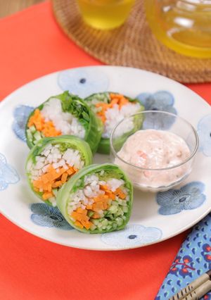 レタスのヘルシー野菜巻きたらこマヨソース-レシピのメイン写真