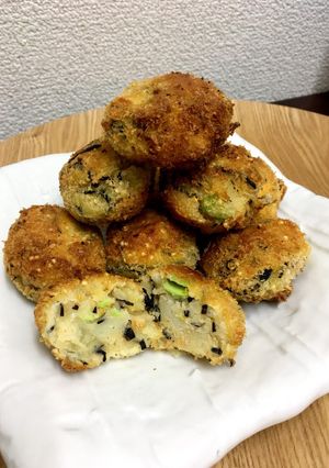あみエビと枝豆とひじきのポテトコロッケ-レシピのメイン写真