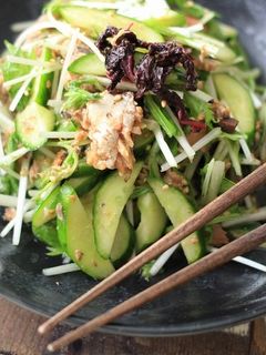 味付なしの混ぜるだけ!水菜と鯖の梅肉和え-レシピのメイン写真