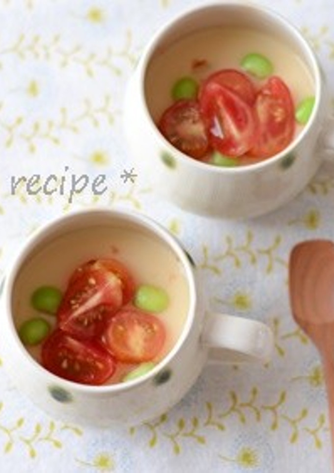 トマトと枝豆のせ冷やし茶碗蒸し-レシピのメイン写真