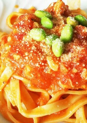 サーモンと枝豆のトマトクリーム パスタ-レシピのメイン写真