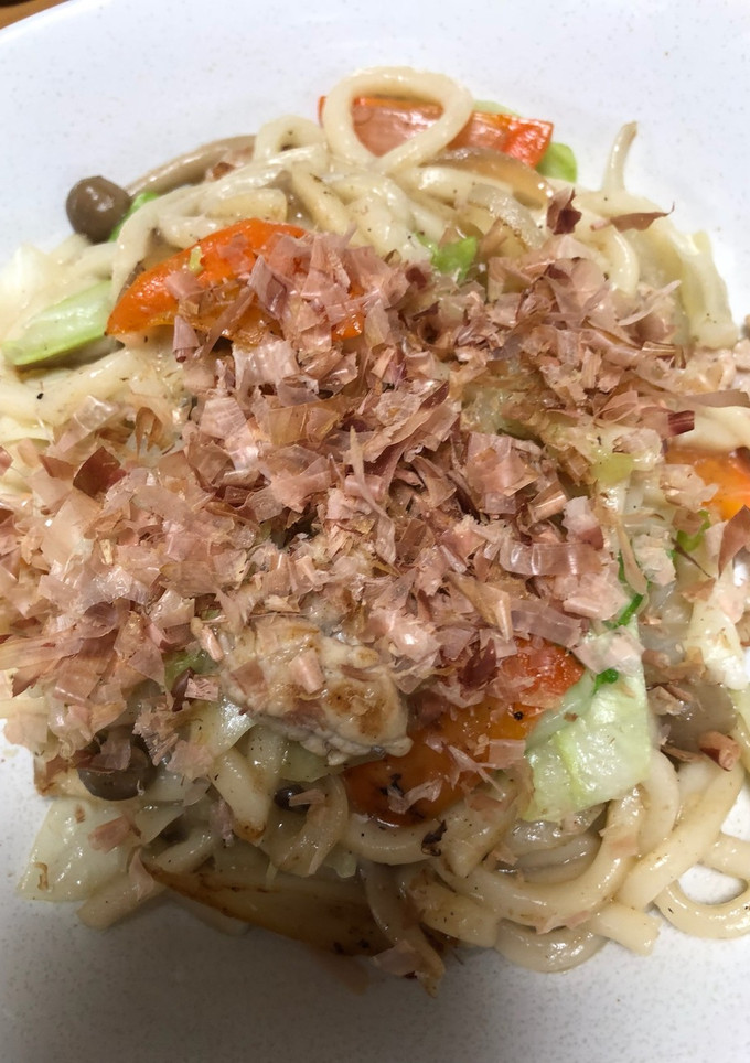 冷蔵庫の残り物と白だしで焼うどん-レシピのメイン写真