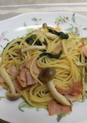 シメジとベーコンのめんつゆパスタ-レシピのメイン写真
