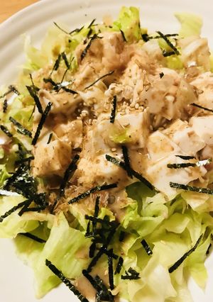 サイコロ豆腐とレタスのごまダレサラダ-レシピのメイン写真