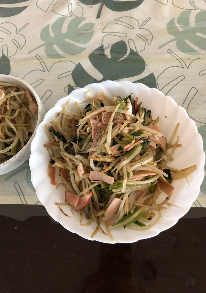 簡単、ほうれん草ハムもやし炒め。-レシピのメイン写真