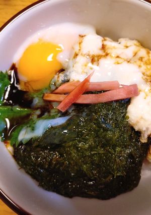 アカモクと大和芋の温玉のせ丼♪-レシピのメイン写真