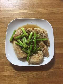 ささみとアスパラのごまポン酢炒め-レシピのメイン写真