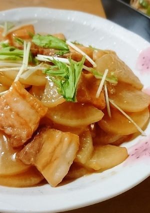 *豚バラと大根のめんつゆ炒め煮*-レシピのメイン写真