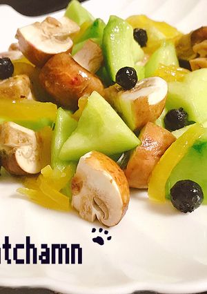 5分♡材料3つ♪メロンと茸の柑橘サラダ-レシピのメイン写真