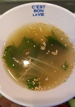 超簡単！水菜としめじの牛骨スープ！-レシピのメイン写真