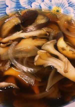 ナス、玉ネギ、舞茸で素麺の野菜つけ汁-レシピのメイン写真