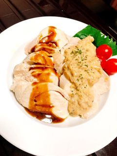 蒸し鶏うにソース&バルサミコソース-レシピのメイン写真