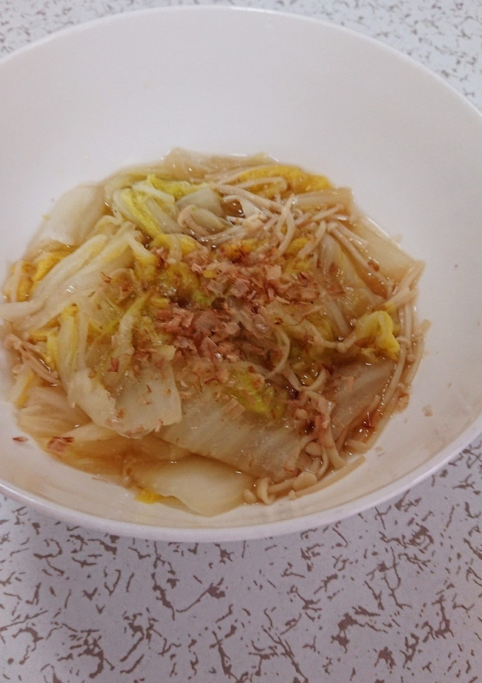 レンジで簡単１品☆白菜えのきのめんつゆ煮-レシピのメイン写真