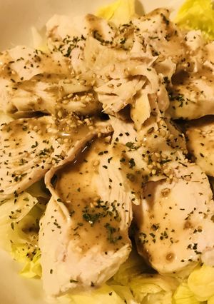 鶏のやわらか丸煮☆胡麻ドレ&レタスサラダ-レシピのメイン写真