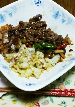 野菜やキノコ盛り沢山❕秋の焼肉定食☺-レシピのメイン写真