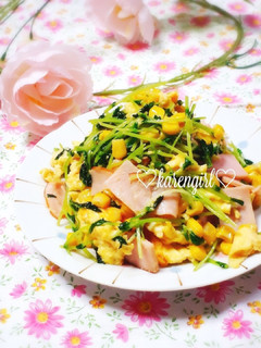 コーン入り♡豆苗&卵のバター醤油炒め♡-レシピのメイン写真