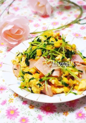 コーン入り♡豆苗&卵のバター醤油炒め♡-レシピのメイン写真