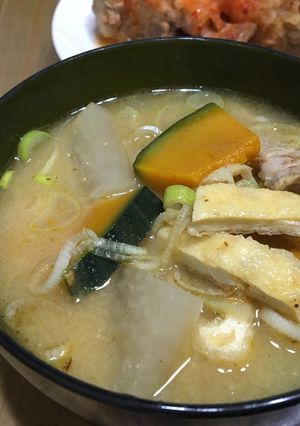 出汁が決め手の南瓜の豚汁-レシピのメイン写真
