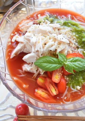トマトバジルそうめん-レシピのメイン写真