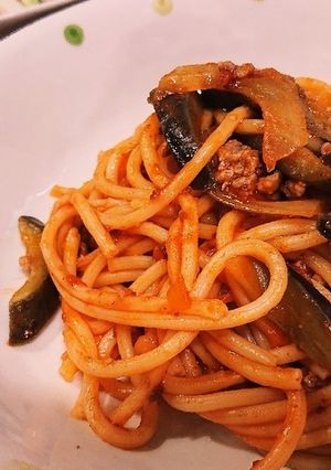 なすとひき肉とトマトのパスタ-レシピのメイン写真