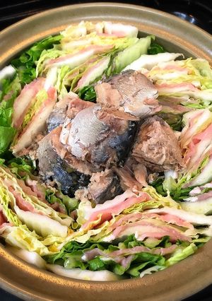 白菜 豚肉 鯖の水煮缶 ミルフィーユ鍋♡-レシピのメイン写真