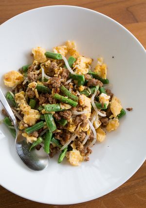 ひき肉とインゲンと卵の中華風炒め-レシピのメイン写真