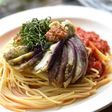 焼きナスとトマトソースの冷製パスタ☆