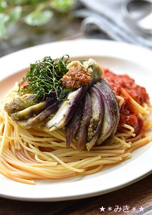 焼きナスとトマトソースの冷製パスタ☆-レシピのメイン写真