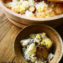 รูปของ 炊飯器 de 芋栗ご飯☆