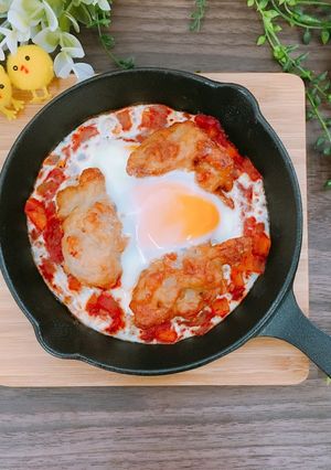 ニトスキで簡単朝食！唐揚げトマト煮込み-レシピのメイン写真