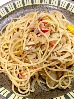 時短、ツナ&玉ねぎ&パプリカの和風パスタ-レシピのメイン写真