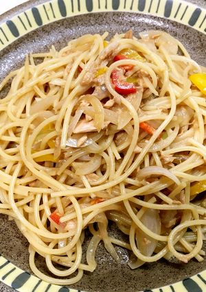 時短、ツナ＆玉ねぎ＆パプリカの和風パスタ-レシピのメイン写真