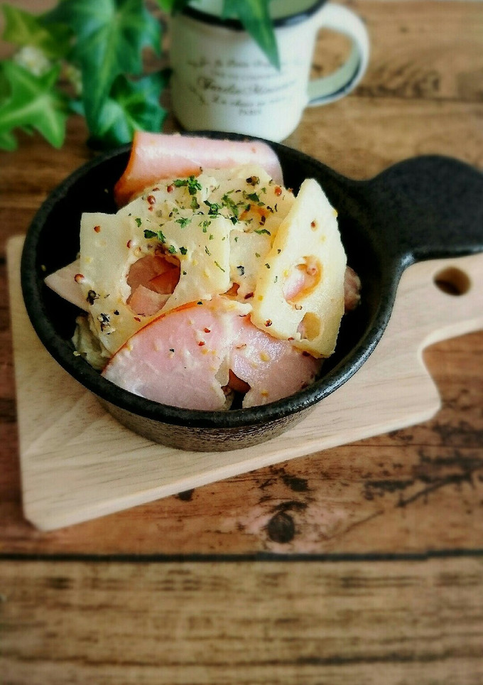 簡単！レンコンとハムのマヨマスタードあえ-レシピのメイン写真