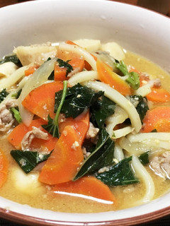 絶品★モロヘイヤ入り豚汁うどん-レシピのメイン写真