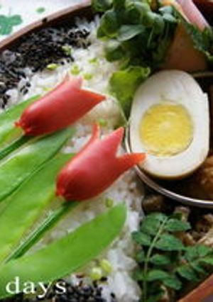 ウインナーでチューリップ☆お絵かき弁当♪-レシピのメイン写真