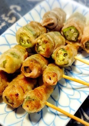 オクラの豚しそ巻き串-レシピのメイン写真
