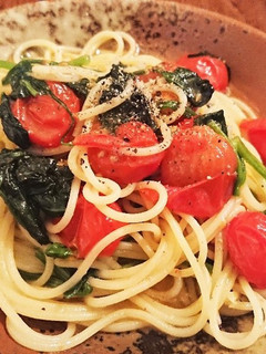 シンプル塩パスタ(ほうれん草プチトマト)-レシピのメイン写真