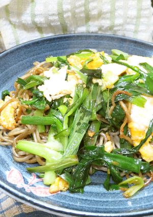 サッと作れ美味ニラ卵と日本蕎麦の焼きそば-レシピのメイン写真