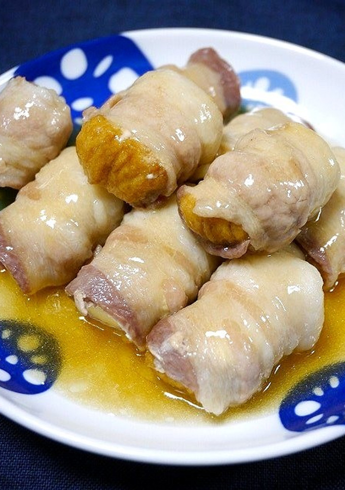 簡単！角煮風☆厚揚げ肉巻きの白だし煮-レシピのメイン写真