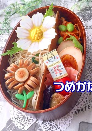 お弁当詰め方 ビーフン弁当 コスモスデコ-レシピのメイン写真