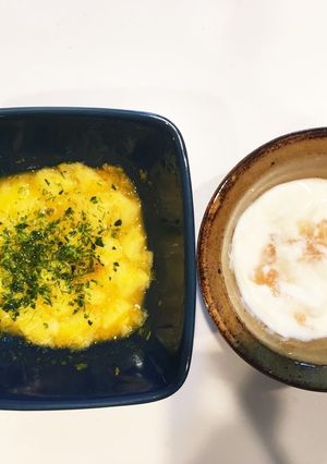 【離乳食中期】かぼちゃパン粥とヨーグルト-レシピのメイン写真
