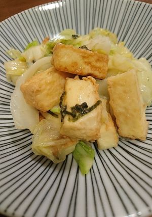 厚揚げとキャベツのたらこパスタソース炒め-レシピのメイン写真