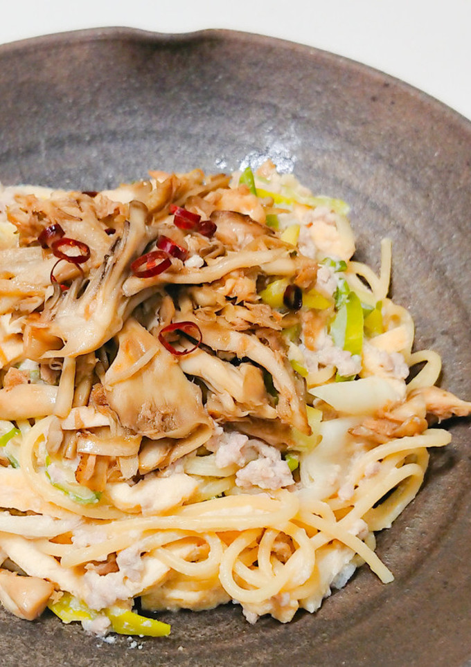 きのこと油揚げの豆乳和風パスタ-レシピのメイン写真